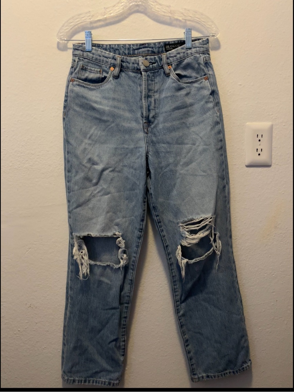 BLANKNYC The Baxter Ribcage Straight Leg Distressed Jeans Size 26 High Rise